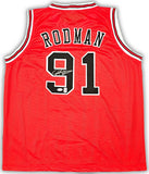 Dennis Rodman Chicago Signed Red Basketball Jersey JSA - Sports Integrity