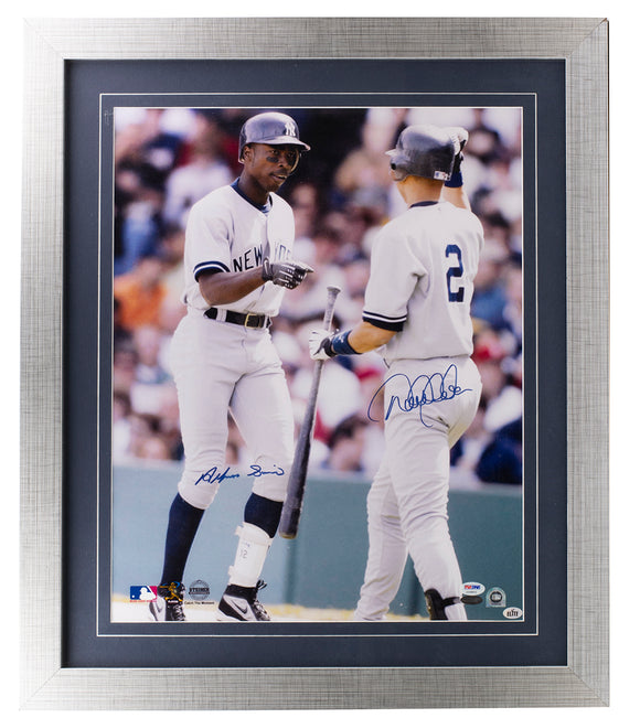 Derek Jeter Alfonso Soriano Signed Framed New York Yankees 16x20 Photo PSA LOA