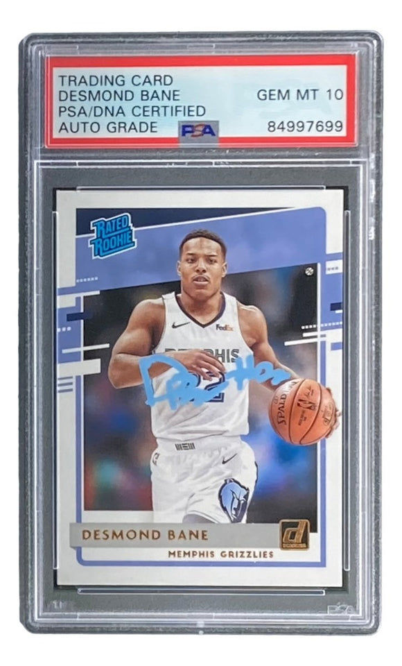 Desmond Bane Signed In Blue 2020 Donruss Rookies #240 Rookie Card PSA/DNA Gem MT 10 - Sports Integrity