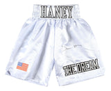 Devin Haney Signed Custom White Boxing Trunks BAS ITP - Sports Integrity