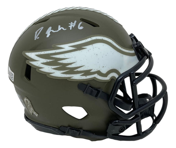 Devonta Smith Signed Philadelphia Eagles Salute To Service Mini Speed Helmet Fanatics - Sports Integrity