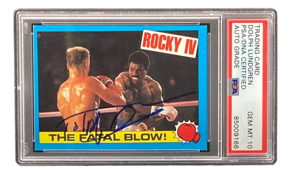 Dolph Lundgren Signed Ivan Drago 1985 Topps #24 Trading Card PSA/DNA Gem MT 10 - Sports Integrity