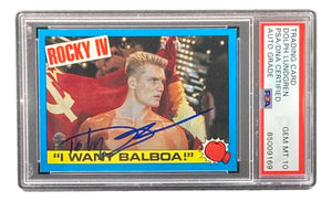 Dolph Lundgren Signed Ivan Drago 1985 Topps #25 Trading Card PSA/DNA Gem MT 10 - Sports Integrity