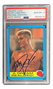 Dolph Lundgren Signed Ivan Drago 1985 Topps #40 Trading Card PSA/DNA Gem MT 10 - Sports Integrity