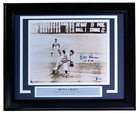 Don Larsen Signed Framed 8x10 New York Yankees Perfect Game Photo BAS - Sports Integrity