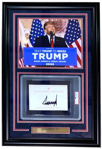 President Donald Trump Signed Framed Insert w/ 11x14 Vote 2024 Photo PSA - Sports Integrity