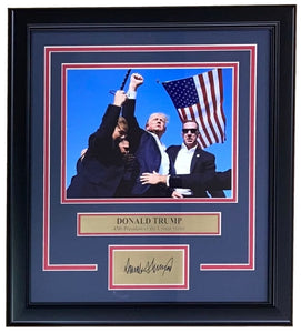 Donald Trump Framed 8x10 Assassination Attempt Photo w/ Laser Engraved Signature - Sports Integrity