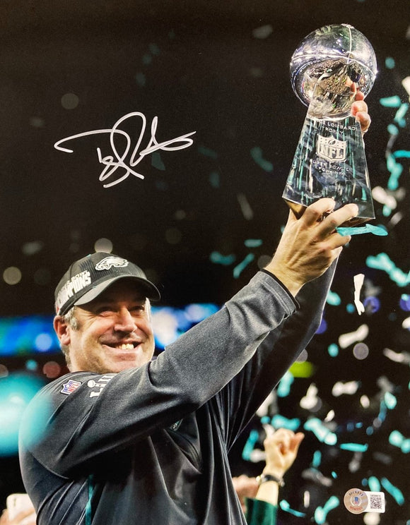 Coach Doug Pederson Signed 11x14 Philadelphia Eagles Super Bowl 52 Photo BAS ITP - Sports Integrity