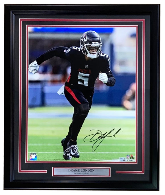 Drake London Signed Framed 16x20 Atlanta Falcons Photo Fanatics - Sports Integrity