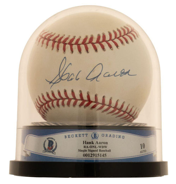 Hank Aaron Milwaukee Braves Signed National League Baseball BAS Auto 10