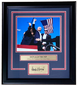 President Donald Trump Framed 8x10 July 13 Photo w/ Laser Engraved Signature