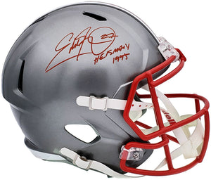 Eddie George Signed Ohio State Flash Speed Replica Helmet Heisman 1995 BAS - Sports Integrity