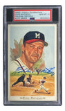 Eddie Mathews Braves Signed 4x6 Perez - Steele Postcard PSA/DNA Gem MT 10 - Sports Integrity