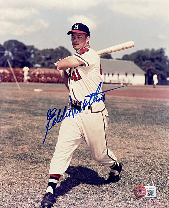 Eddie Mathews Signed Milwaukee Braves 8x10 Baseball Photo BAS - Sports Integrity