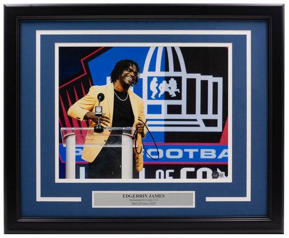 Edgerrin James Signed Framed Indianapolis Colts 11x14 Hall Of Fame Photo BAS - Sports Integrity