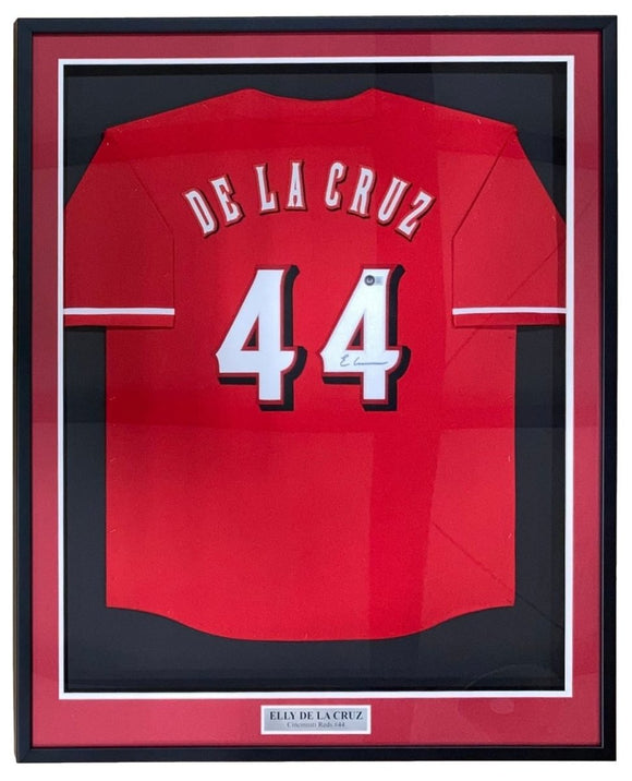 Elly De La Cruz Cincinnati Signed Framed Red Baseball Jersey BAS - Sports Integrity