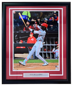 Elly De La Cruz Signed Framed 16x20 Cincinnati Reds Home Run Photo BAS ITP - Sports Integrity