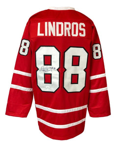 Eric Lindros Canada Signed Red Hockey Jersey HOF 16 Inscribed JSA ITP - Sports Integrity