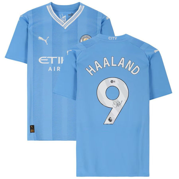 Erling Haaland Signed Manchester City FC 2023/24 Light Blue Puma Soccer Jersey - Sports Integrity