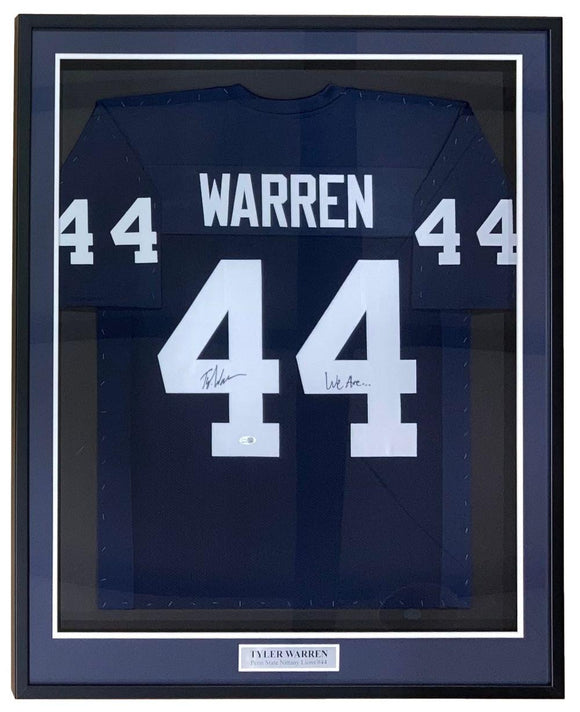 Tyler Warren Penn State Signed Framed Blue Football Jersey We Are JSA