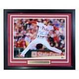 Cole Hamels Signed Framed 16x20 Phillies Photo 08 WS MVP Inscribed BAS ITP - Sports Integrity