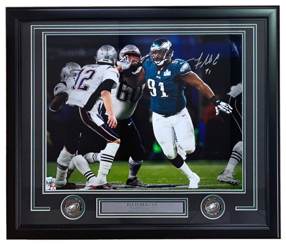 Fletcher Cox Signed Framed 16x20 Philadelphia Eagles SB52 Photo Fanatics - Sports Integrity