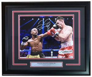 Floyd Mayweather Jr Signed Framed 11x14 Robert Figueroa Fight Photo BAS - Sports Integrity