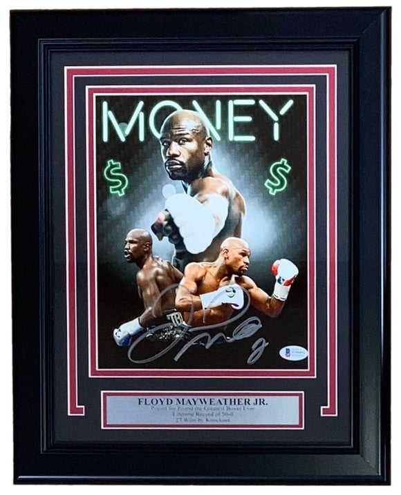 Floyd Mayweather Jr Signed Framed 8x10 Money Collage Photo BAS - Sports Integrity