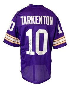 Fran Tarkenton Minnesota Signed Purple Football Jersey BAS - Sports Integrity