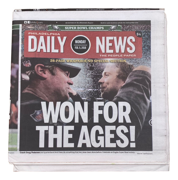 Philadelphia Eagles Super Bowl 52 Daily News Sports February 5, 2018 Newspaper