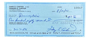 Gary Carter Montreal Expos Signed Bank Check #10047 BAS - Sports Integrity