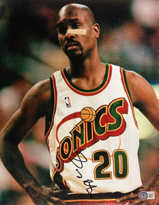 Gary Payton Signed 11x14 Seattle Supersonics Photo BAS - Sports Integrity