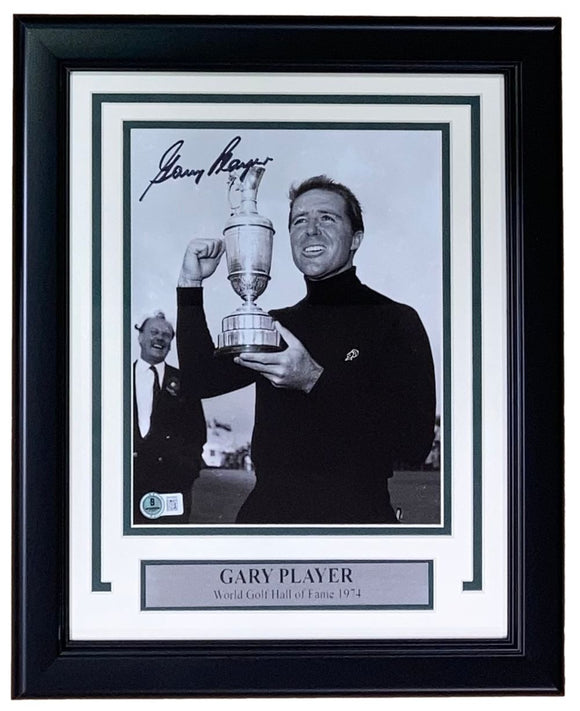 Gary Player Signed Framed 8x10 PGA Golf Trophy Photo BAS - Sports Integrity