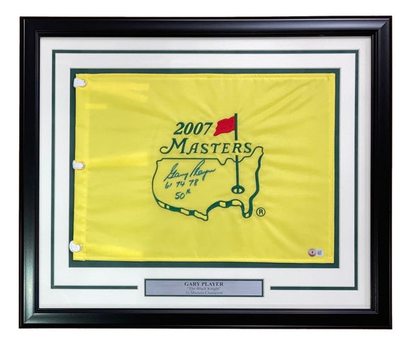 Gary Player Signed Framed 2007 Masters Golf Flag 61 74 78 50th BAS BF33982 - Sports Integrity