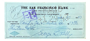 George Kelly New York Giants Signed January 23 1943 Bank Check BAS - Sports Integrity