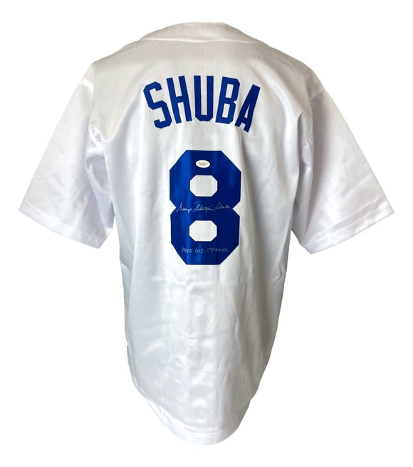 George Shuba Los Angeles Signed White Baseball Jersey 1955 WS Champs JSA Holo - Sports Integrity