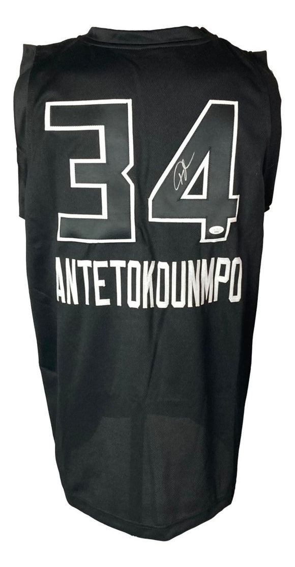 Giannis Antetokounmpo Milwaukee Signed Black Basketball Jersey JSA - Sports Integrity