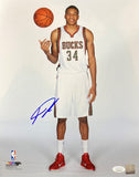 Giannis Antetokounmpo Signed 11x14 Milwaukee Bucks White Photo JSA - Sports Integrity