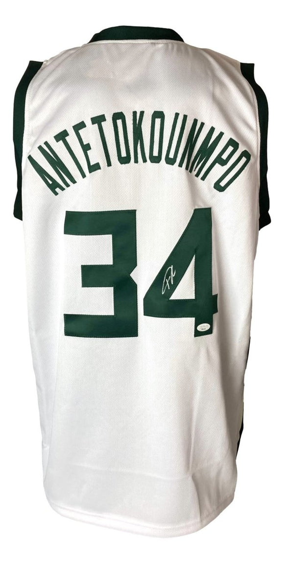 Giannis Antetokounmpo Milwaukee Signed White Basketball Jersey JSA - Sports Integrity