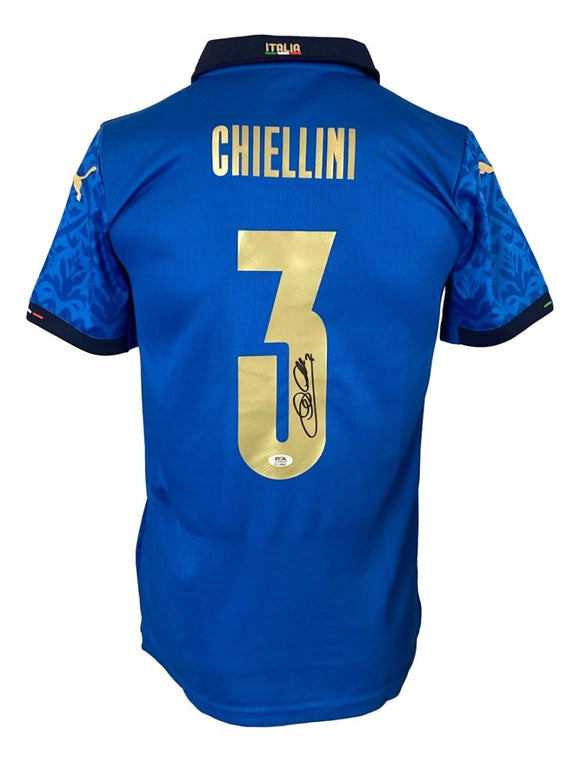 Giorgio Chiellini Signed Italy Blue Puma Soccer Jersey PSA Hologram - Sports Integrity