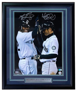 Ken Griffey Jr Ichiro Suzuki Signed Framed 16x20 Seattle Mariners Photo BAS - Sports Integrity