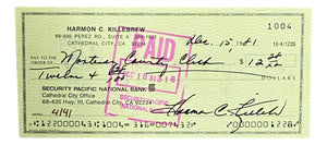 Harmon Killebrew Minnesota Twins Signed Personal Bank Check #1004 BAS - Sports Integrity