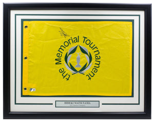 Hideki Matsuyama Signed Framed The Memorial Tournament Golf Flag BAS - Sports Integrity