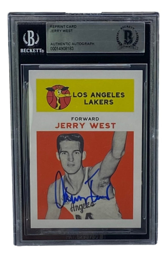 Jerry West Signed LA Lakers Reprint 1961 Fleer Rookie Card #43 BAS - Sports Integrity