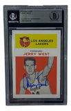 Jerry West Signed LA Lakers Reprint 1961 Fleer Rookie Card #43 BAS - Sports Integrity