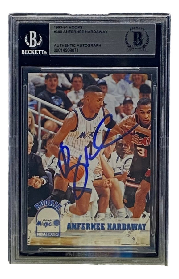 Penny Hardaway Signed Slabbed Orlando Magic 1993 - 94 Hoops #380 BAS - Sports Integrity