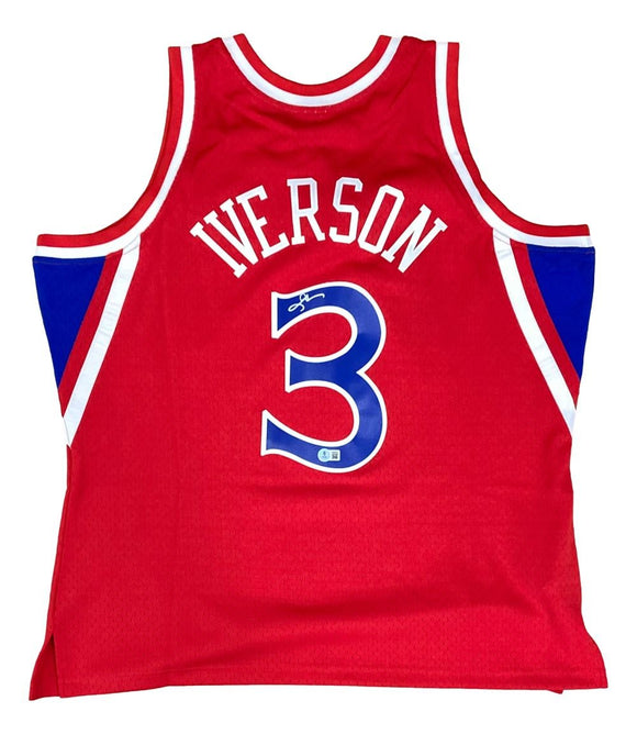 Allen Iverson Signed Philadelphia 76ers 96/97 Red M&N HWC Swingman Jersey BAS - Sports Integrity