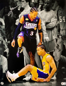 Allen Iverson Signed 16x20 Philadelphia 76ers Step Over Lue Photo BAS ITP - Sports Integrity