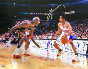 Allen Iverson Signed 16x20 Philadelphia 76ers Photo vs Michael Jordan BAS ITP - Sports Integrity