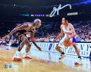 Allen Iverson Signed 8x10 Philadelphia 76ers Photo vs Michael Jordan BAS ITP - Sports Integrity